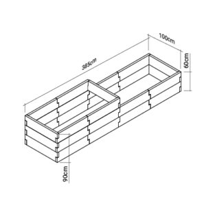Warzywnik 385cm x 100cm x 60/90cm